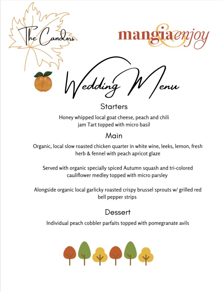 sample wedding catering menu
