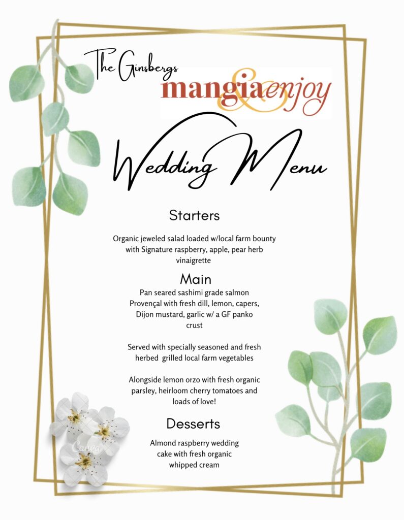 sample wedding menu