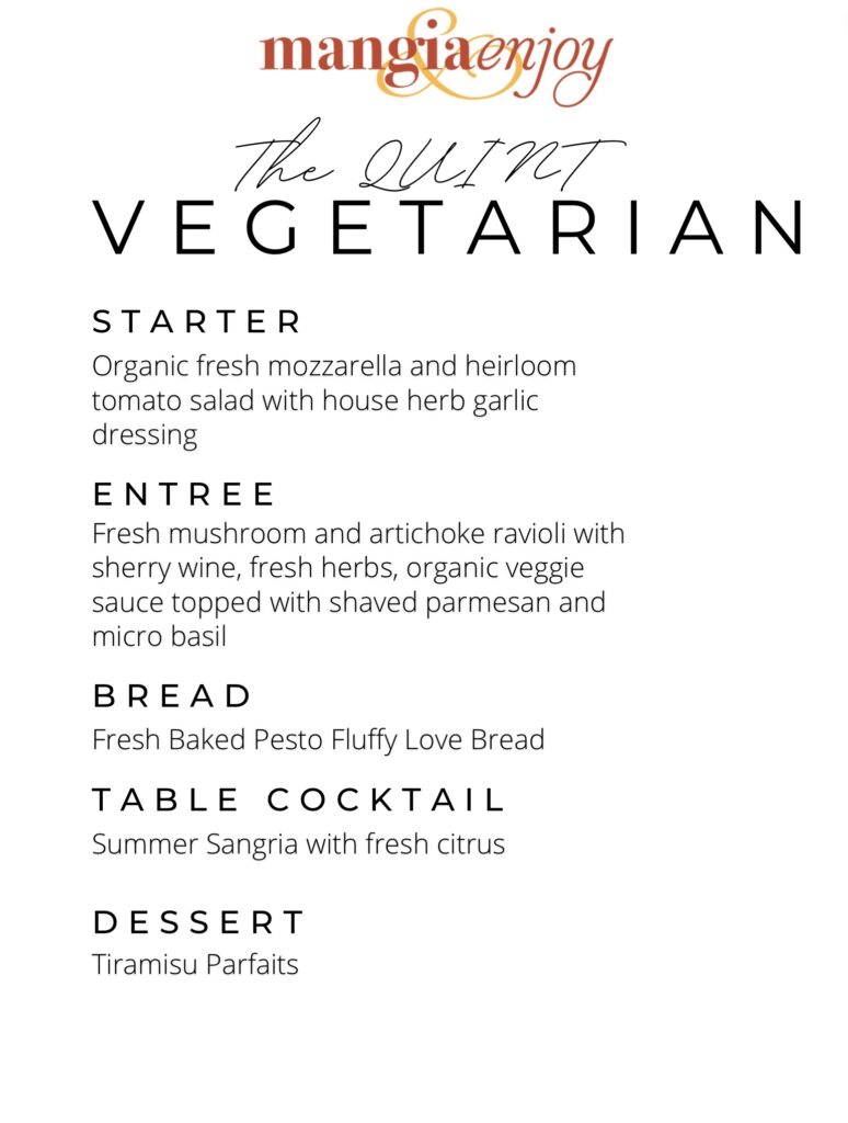 sample vegetarian catering menu